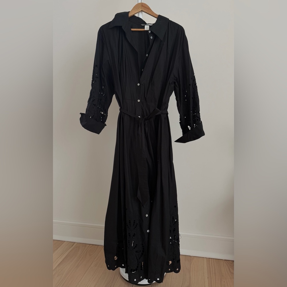 H&M Black Long Sleeve Dress with Eyelet Details